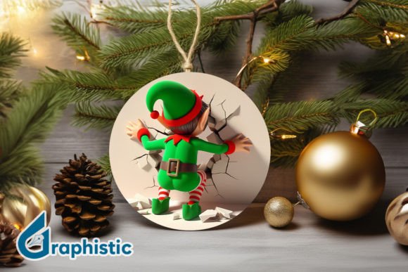 3D Cute ELF Christmas Ornament B 135: Festive Illustrations