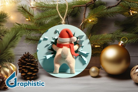 3D Dog Christmas Ornament Back 29: Premium Illustrations