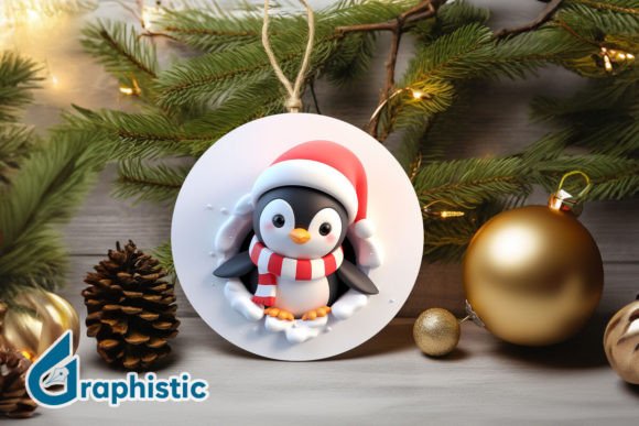 3D Penguin Ornament 96: Festive Illustrations
