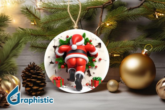 3D Santa Ornament Back 69: Premium Illustrations