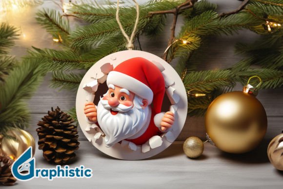 3D Santa Ornament Front 70: Festive Illustrations