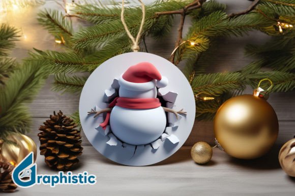 3D Snowman Ornament Back 53: Festive Illustrations