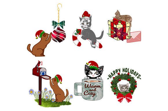 Christmas Cat Set 2: Festive Illustrations for Holiday Brands