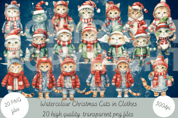 Christmas Cats in Clothes: Festive Illustrations