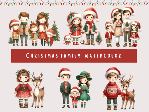 Christmas Family Watercolor: Illustrations for Sellers