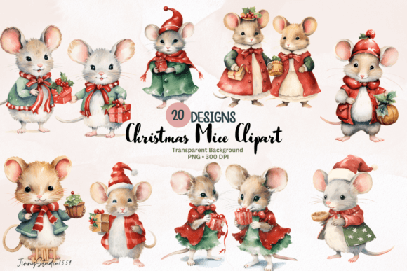 Christmas Mice Sublimation Bundle: Festive Illustrations