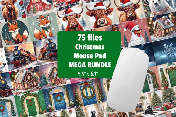 Christmas Mouse Pad Sublimation Bundle: Fresh Illustrations