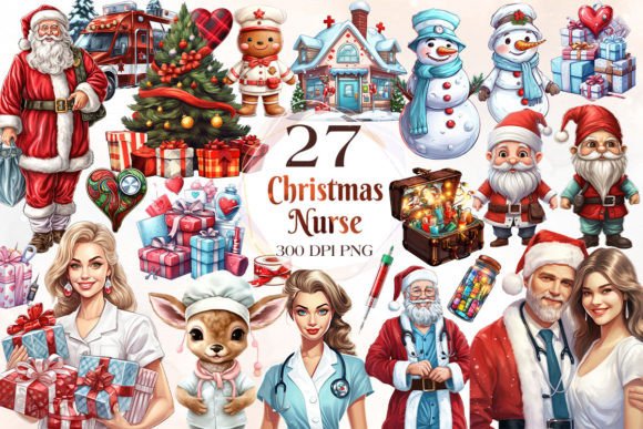 Christmas Nurse Clipart: Festive Illustrations for Blogs