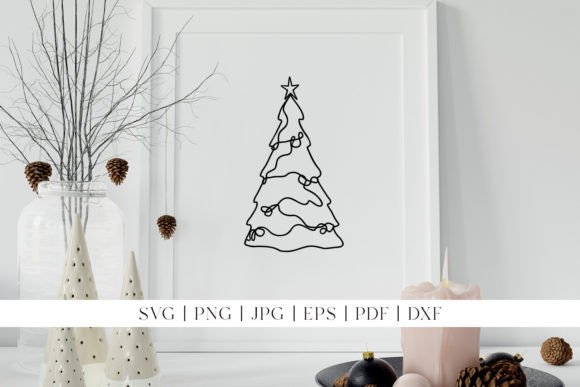 Christmas Tree Line Art: Festive Illustrations for Crafts