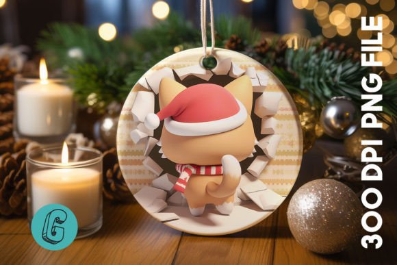 Cute Cat Christmas Ornament Back 03: Illustrations Review