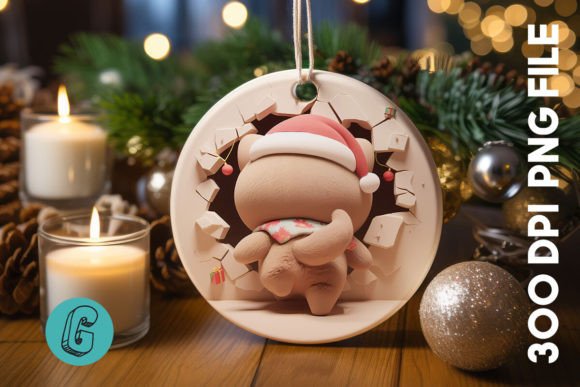 Cute Cat Christmas Ornament Back 19: Festive Illustrations