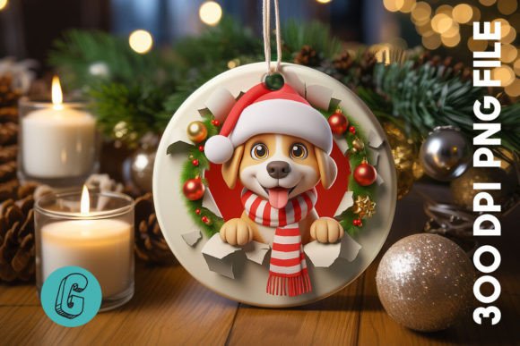 Cute Dog Christmas Ornament Front 28: Festive Illustrations