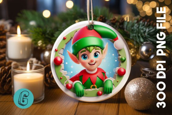 Cute ELF Christmas Ornament F 130: Festive Illustrations Review
