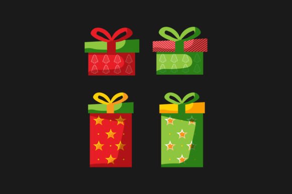 Flat Christmas Gift Box Illustrations for Branding