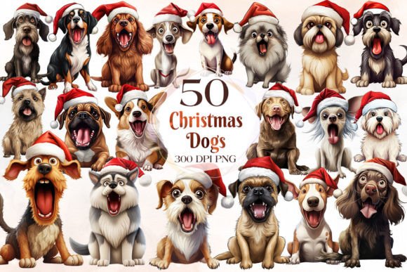 Funny Christmas Dog Clipart Part 2: Fresh Illustrations