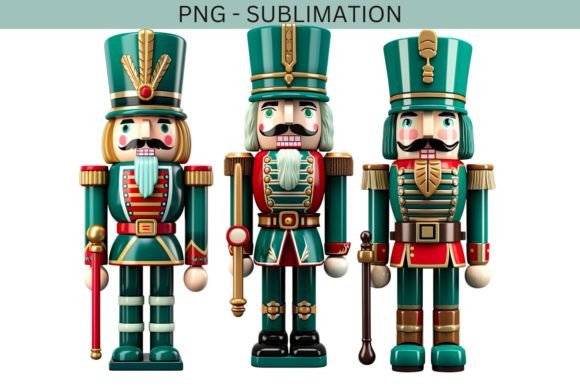 Green Christmas Nutcrackers Boy PNG: Premium Illustrations