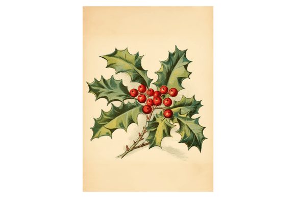 Holly Plant Christmas Card: Premium Illustrations