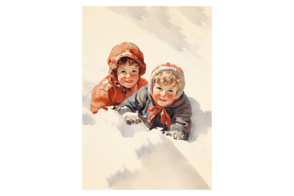 Kids in the Snow Christmas Card: Fresh Illustrations
