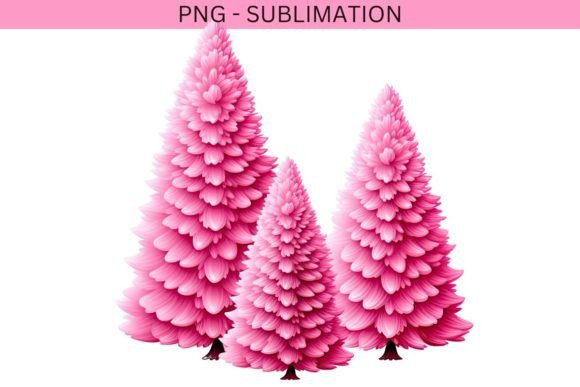Merry Christmas Pink Trees Png: Festive Illustrations