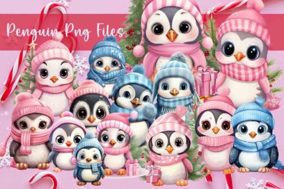 Penguins Christmas PNG Ornament Illustrations Review