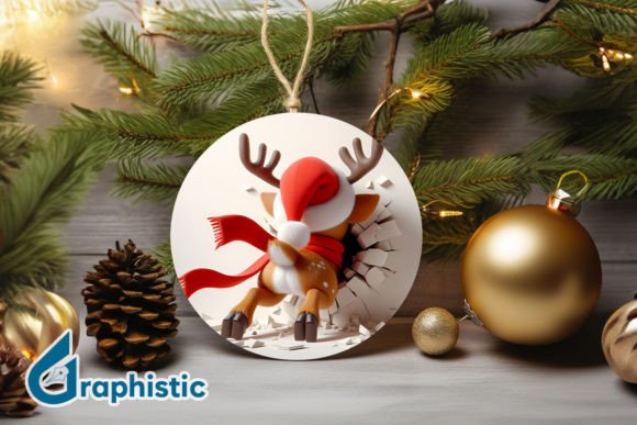 Reindeer 3D Ornament Back 27: Premium Illustrations