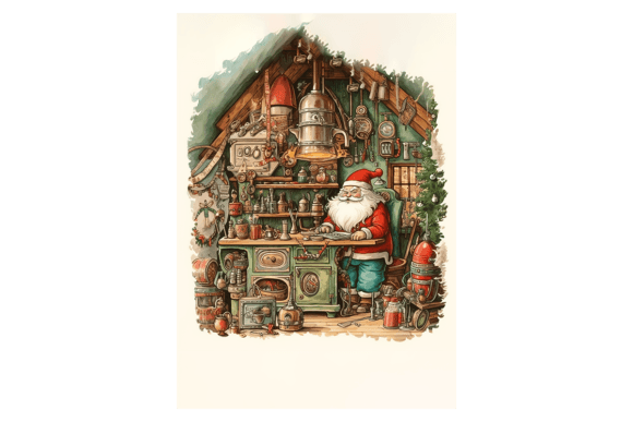 Santa s Workshop Christmas Card 3: Festive Illustrations