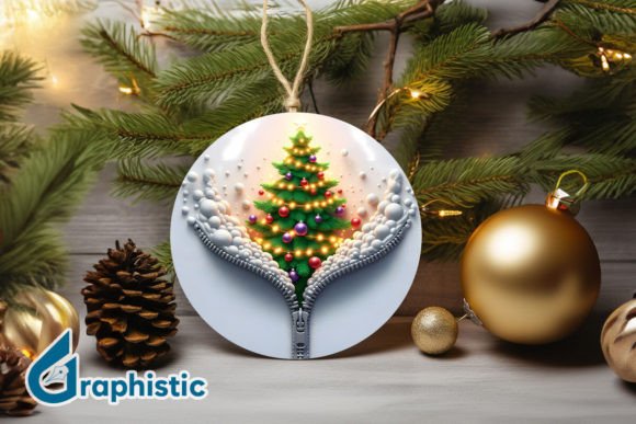 Unzipped 3D Ornament PNG: Festive Illustrations