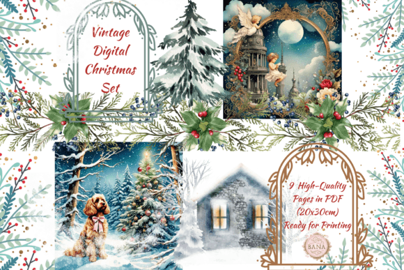 Vintage Christmas Tags: Festive Illustrations