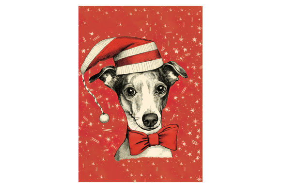 Whippet Christmas Card: Festive Illustrations for Crafters